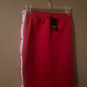 Red and white two-piece mini skirt